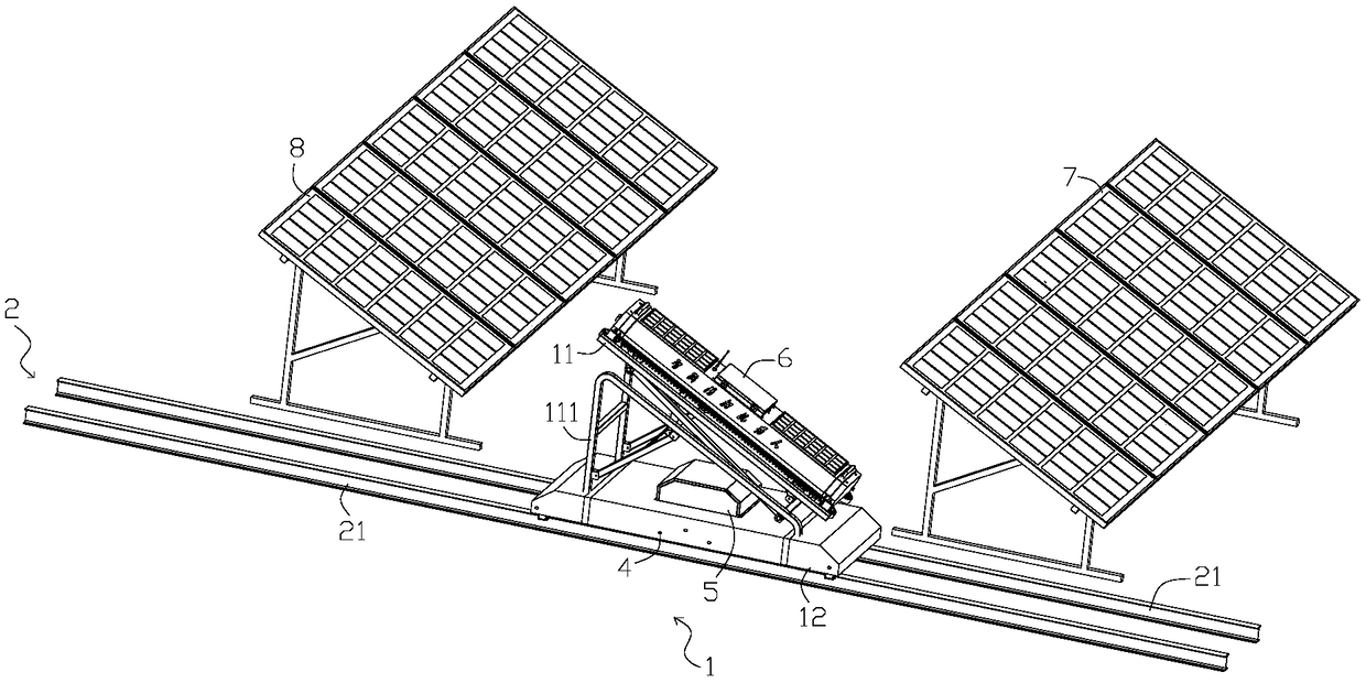 Photovoltaic array sweeping shuttle bus and running orbit thereof