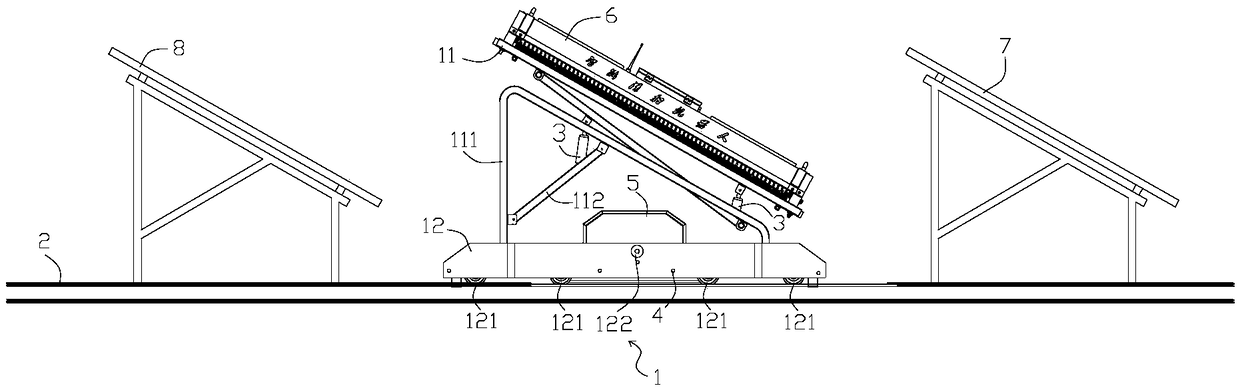 Photovoltaic array sweeping shuttle bus and running orbit thereof