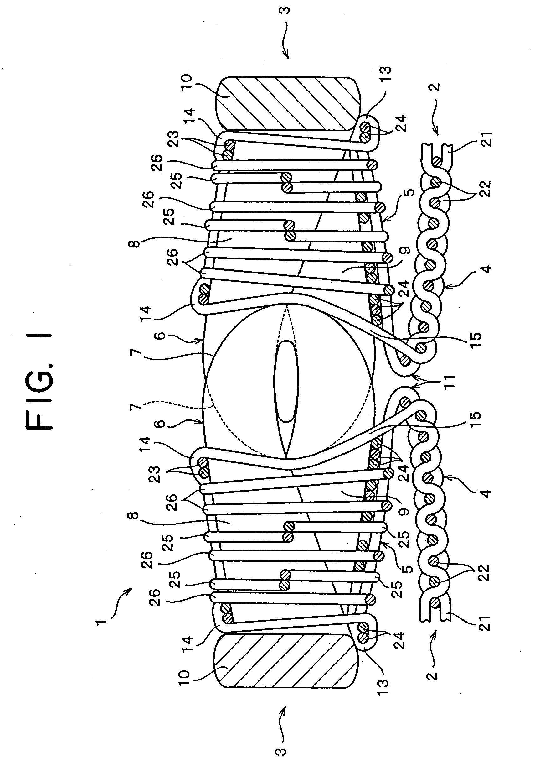 Fastener stringer of concealed type slide fastener