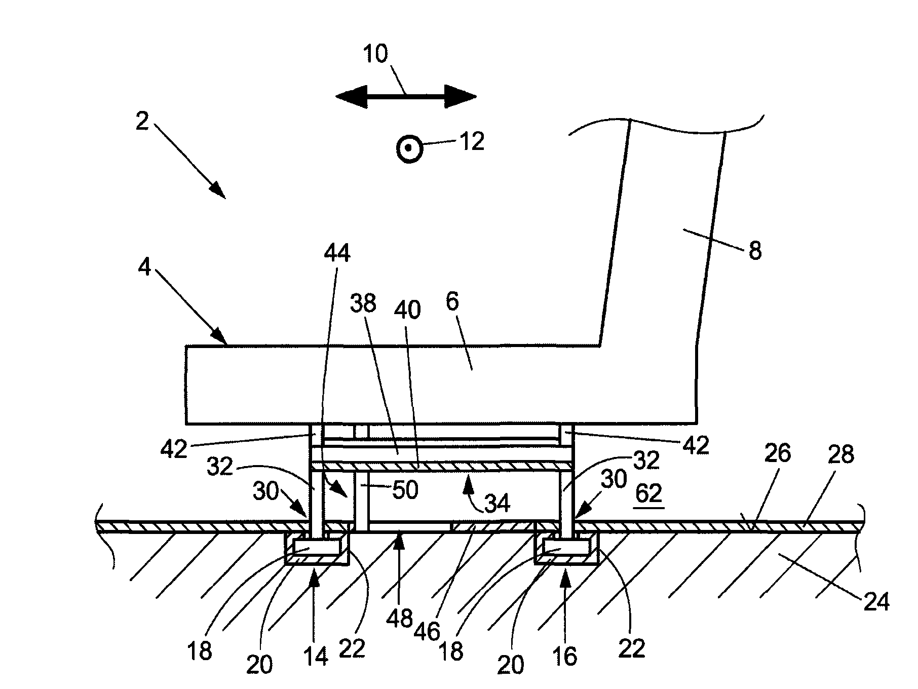 Seat arrangement with forced guide rail