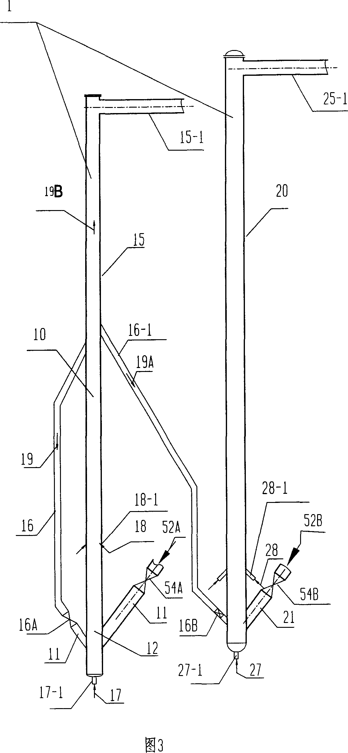 Catalytic conversion method of double reactor and its device