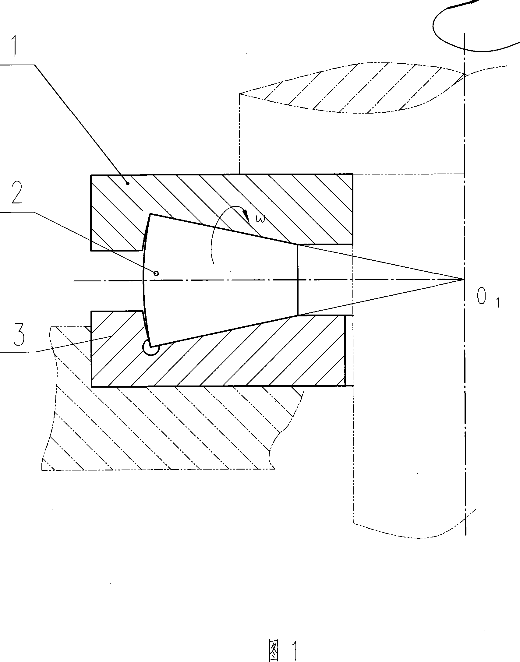 Oil film lubrication method between large-end face of taperroller and capped edge of housing washer in thrush bearing