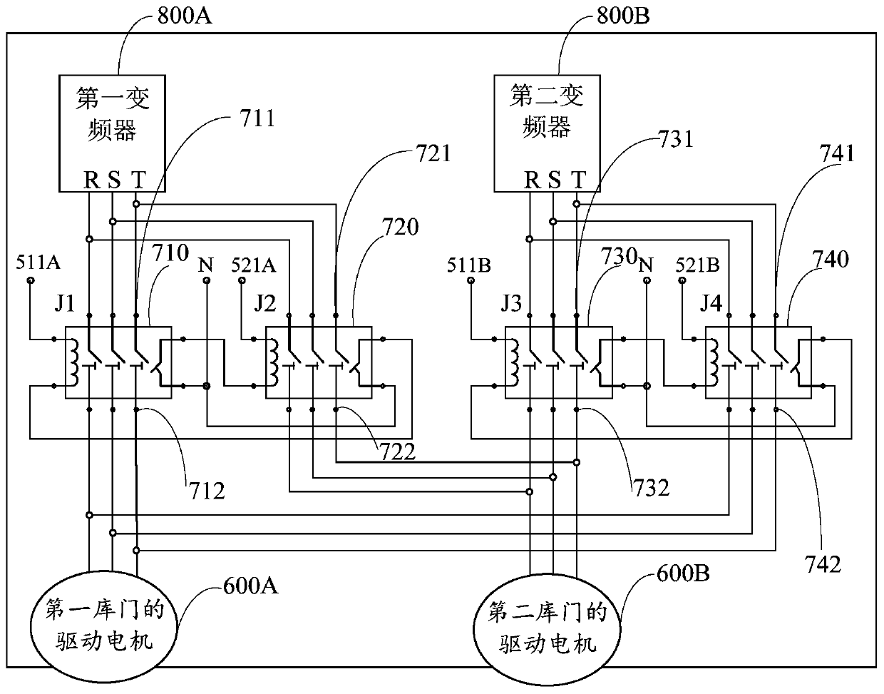 Electrical control device for opening and closing of library door and control method thereof