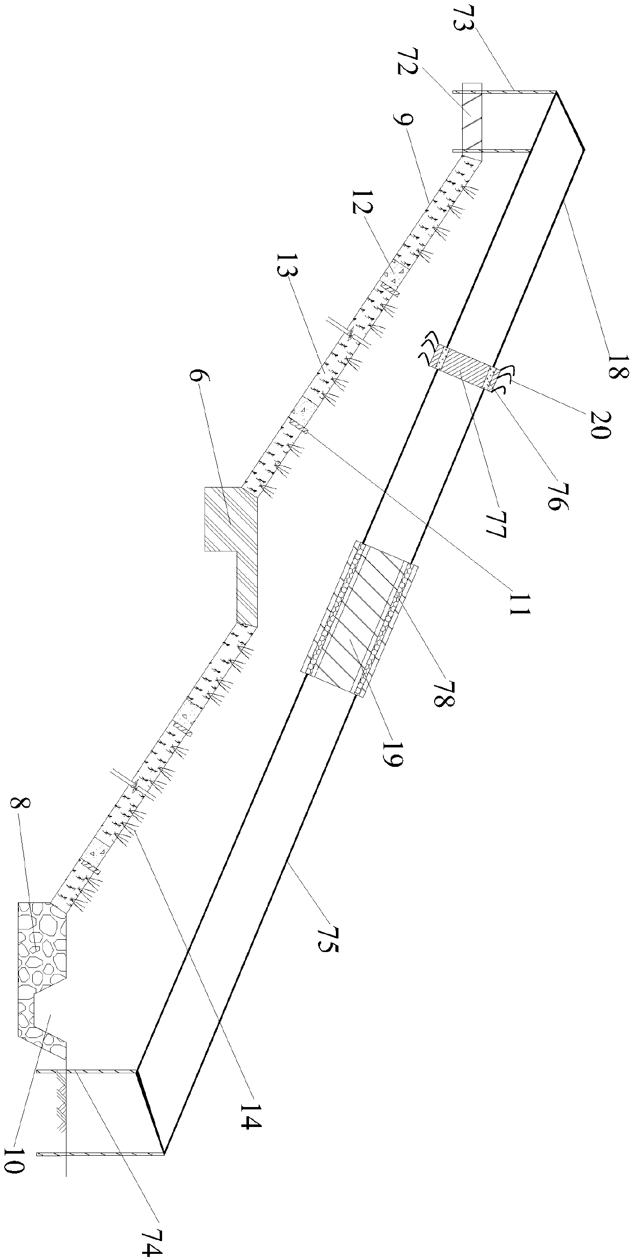 Cut-off embankment side slope ecological protection and construction method