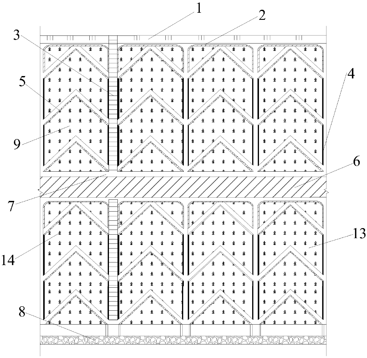 Cut-off embankment side slope ecological protection and construction method