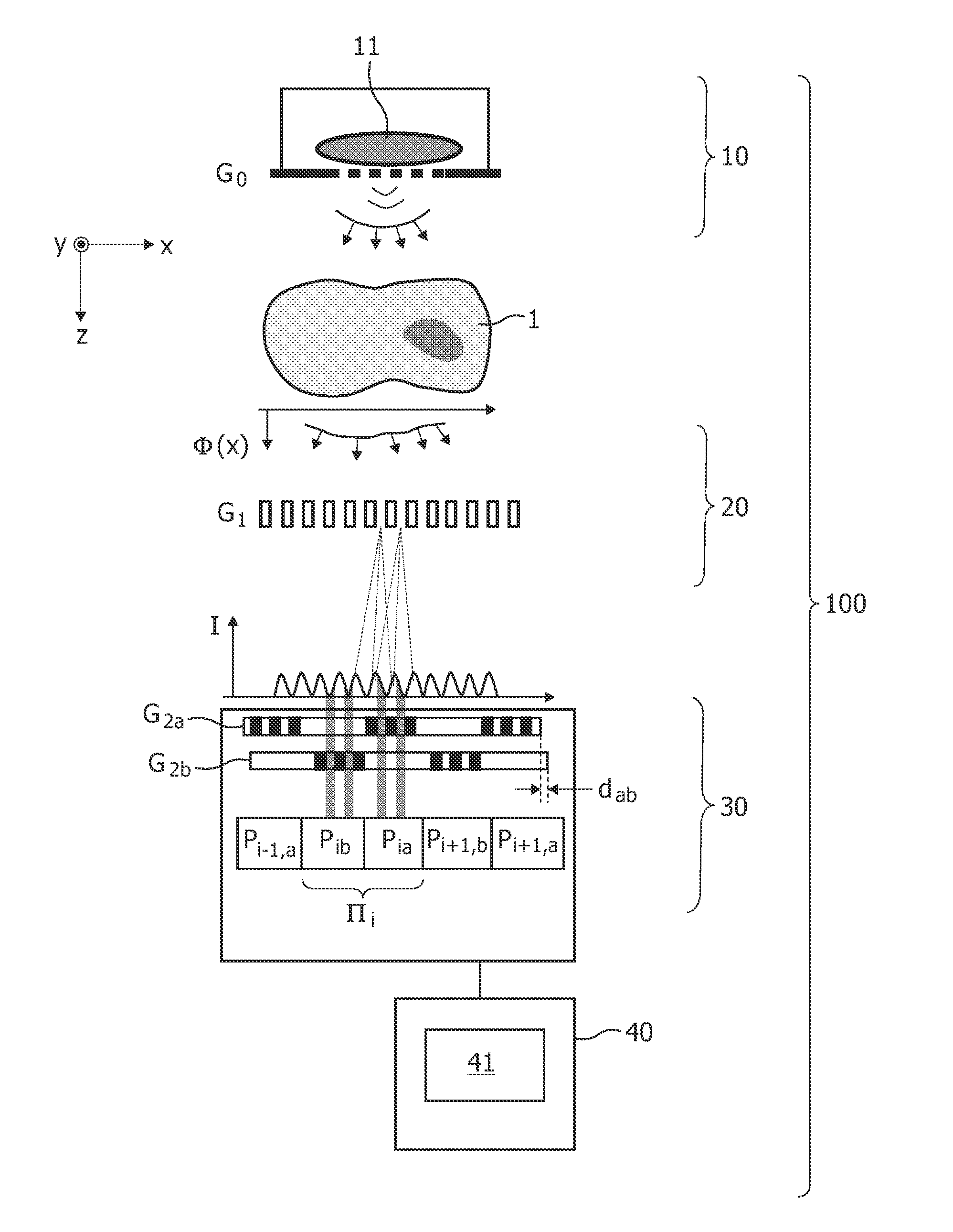 X-ray detector for phase contrast imaging