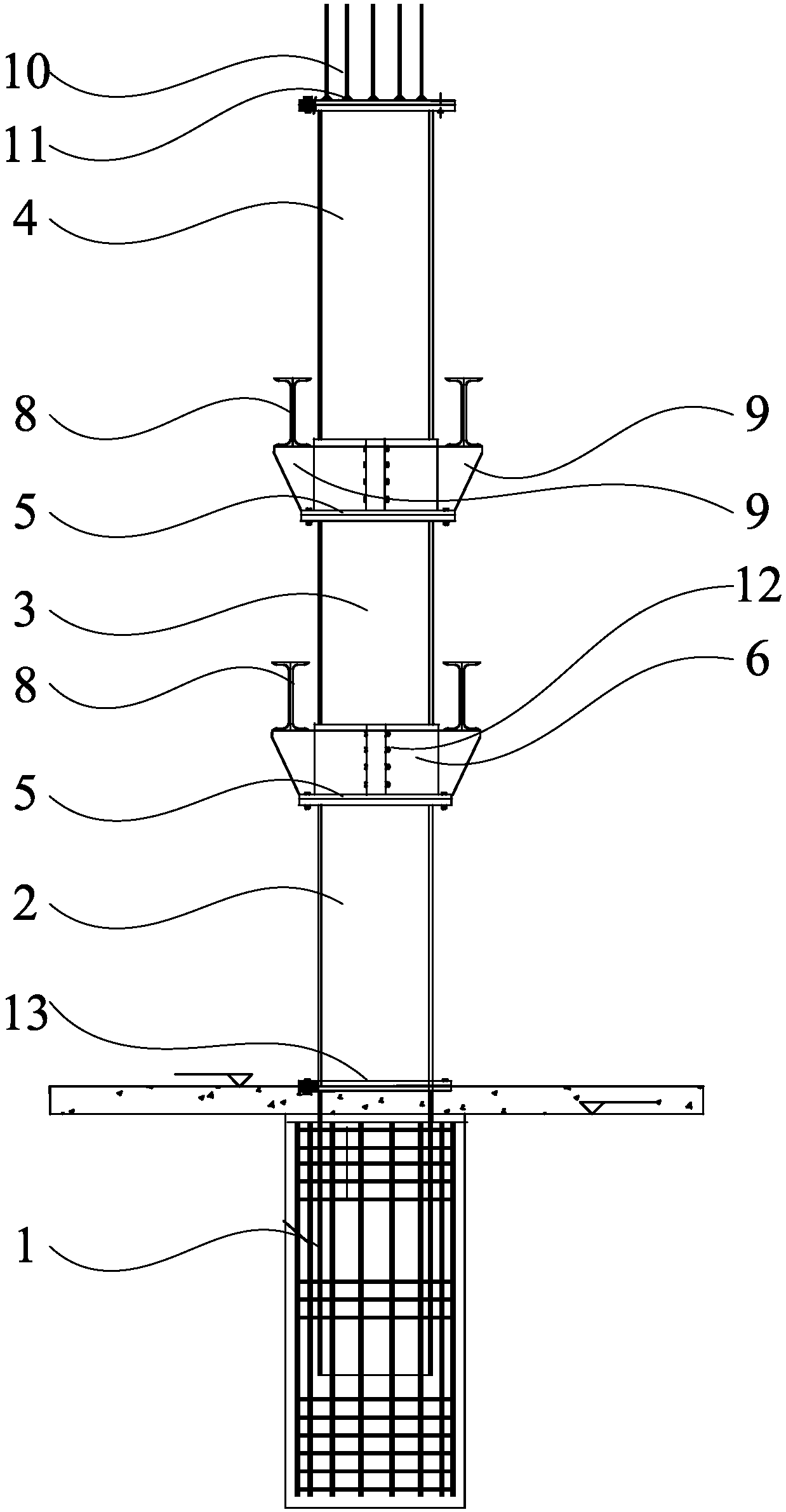 Combined recoverable steel pipe post and deep foundation pit support method thereof