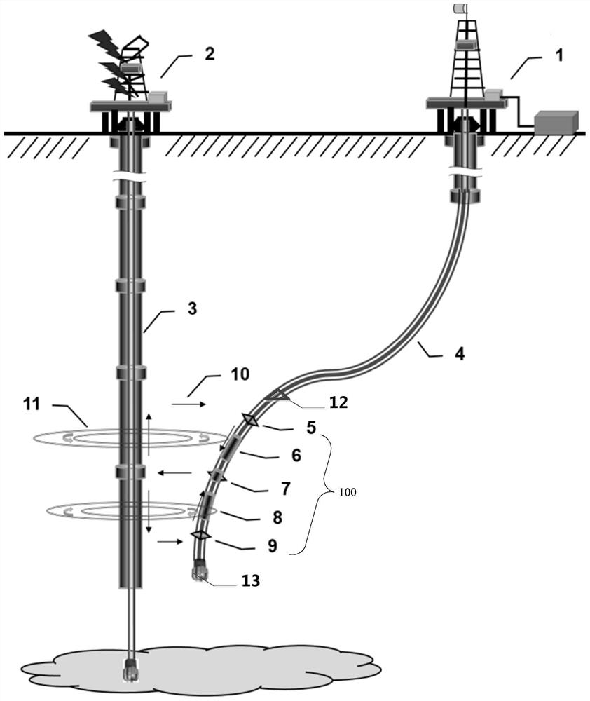 Measuring-while-drilling device and method for distance and azimuth positioning between adjacent wells