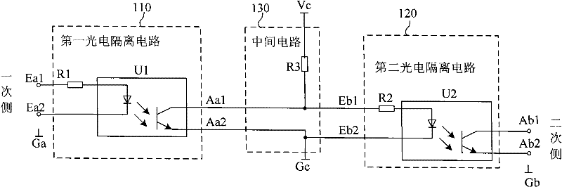 Switching signal interface circuit based on double photoelectric isolation