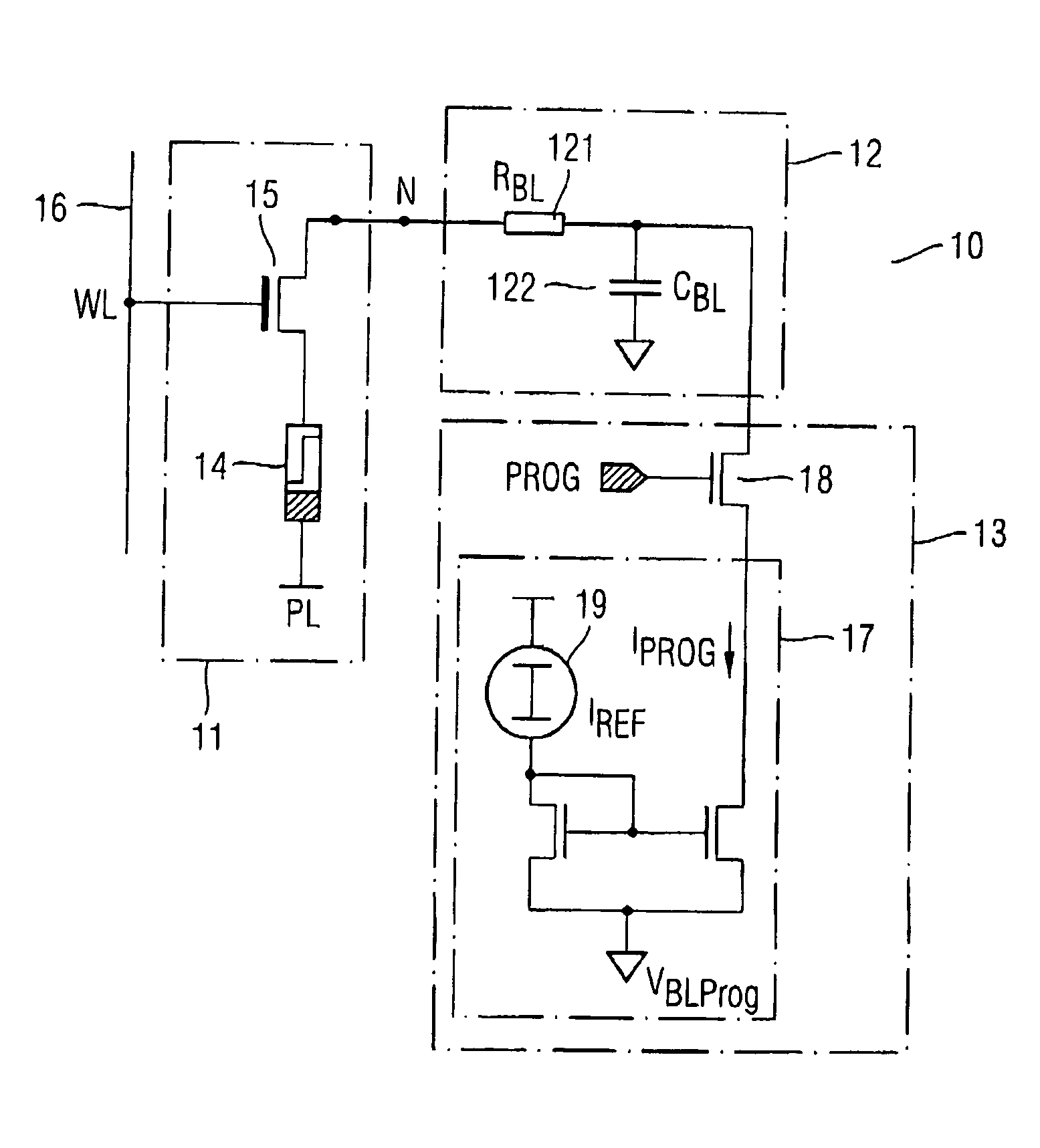 Memory circuit including a resistive memory element and method for operating such a memory circuit