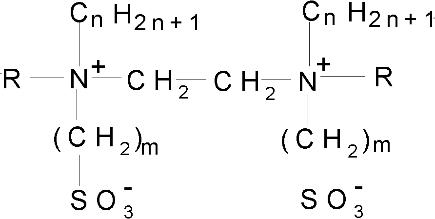 Sulphobetaine ampholytic gemini surfactant and synthesis method thereof