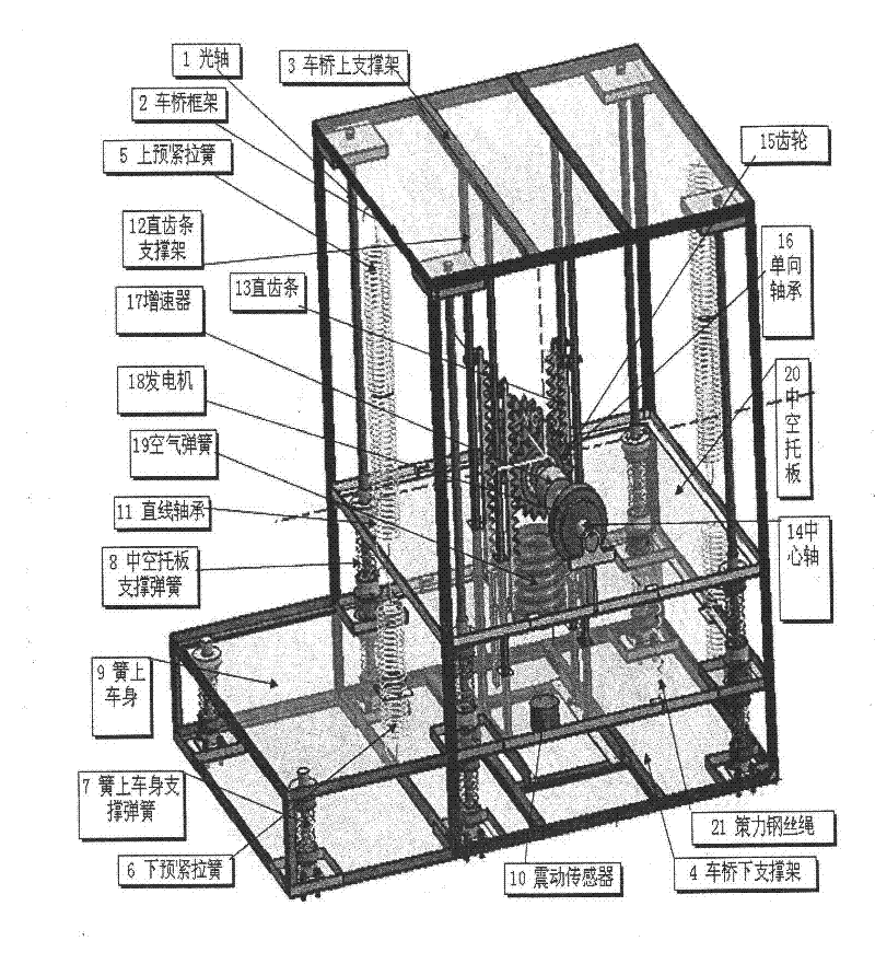 Method for realizing kinetic energy generation of electric automobile by using vibration