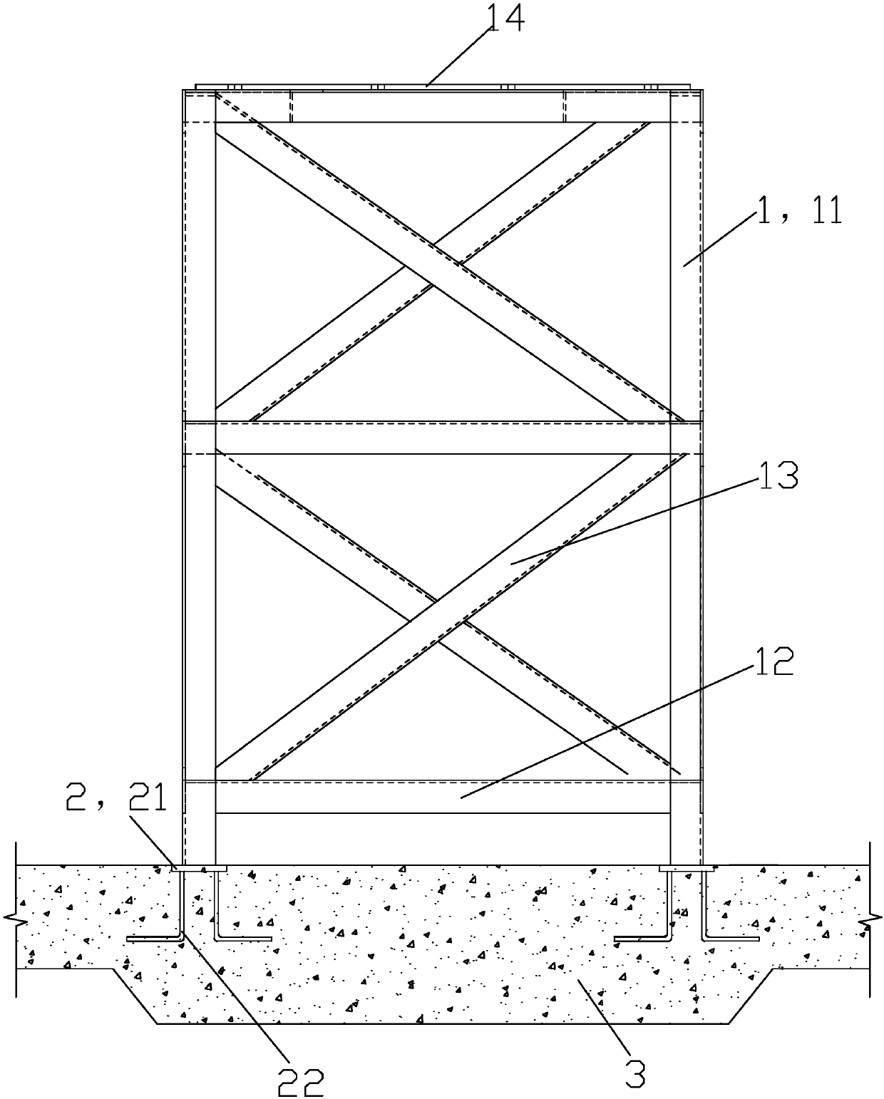 Section-steel-column support frame construction method for super-high-rise-building frame column