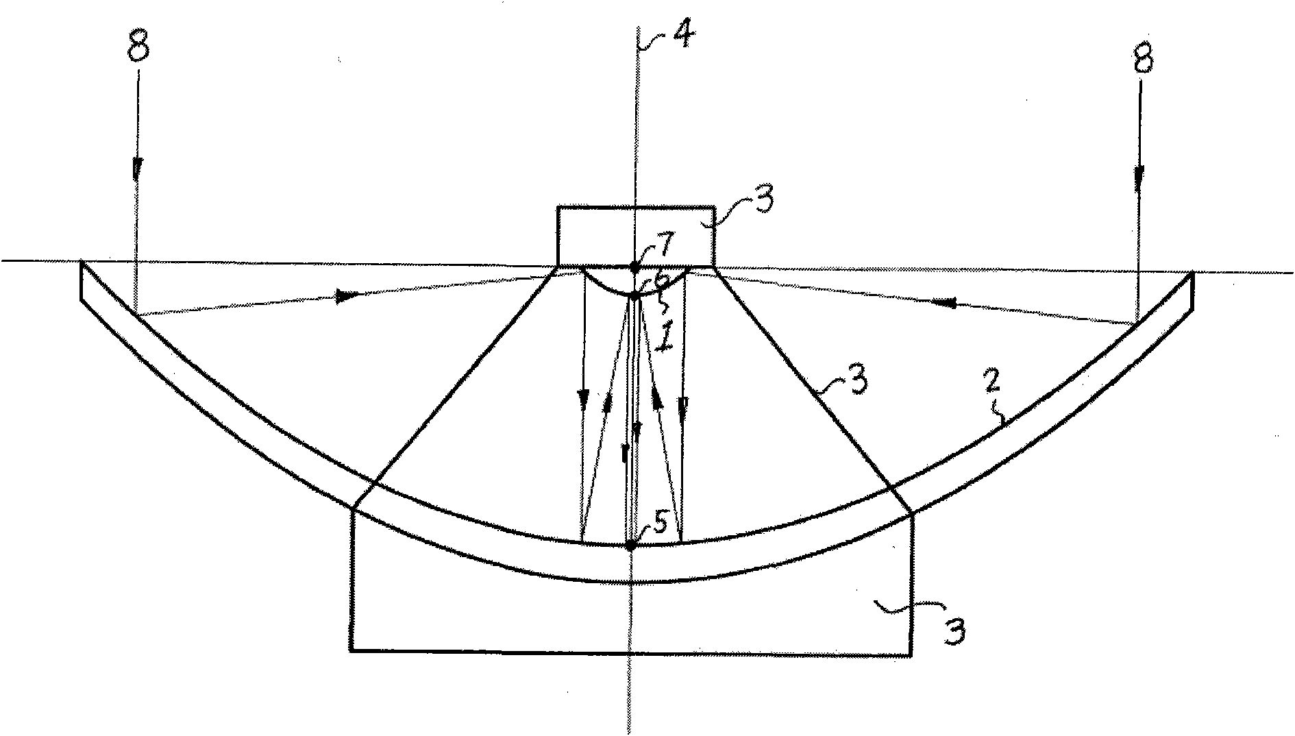 Device for transmitting luminous energy by utilizing paraboloidal mirror