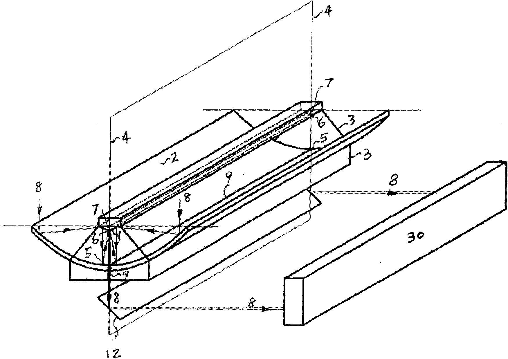 Device for transmitting luminous energy by utilizing paraboloidal mirror