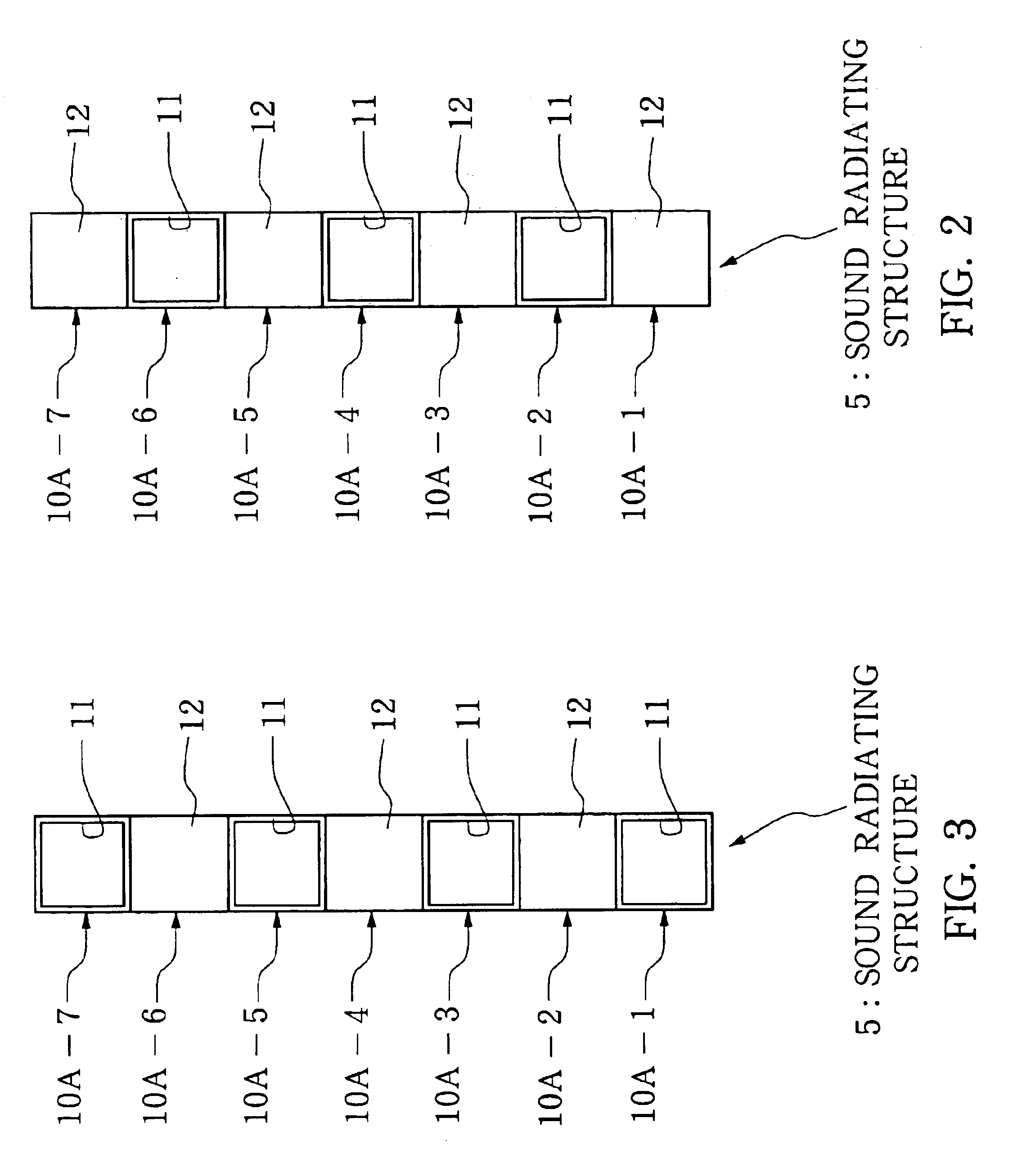 Sound radiating structure, acoustic room and sound scattering method