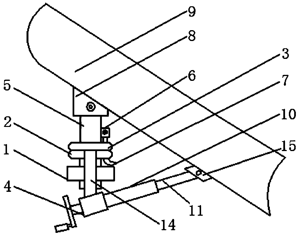 Concrete stirring device with inclination-angle-adjustable discharge port