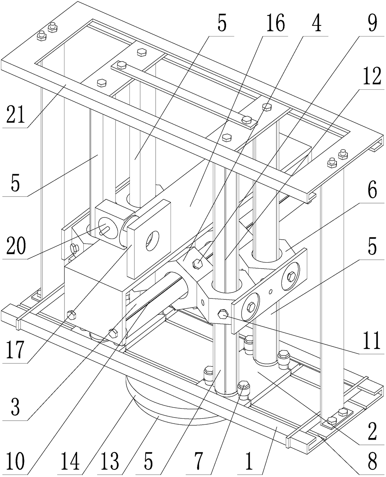 A swinging head rotary table five-axis machine tool simulating cutting force loading device and using method