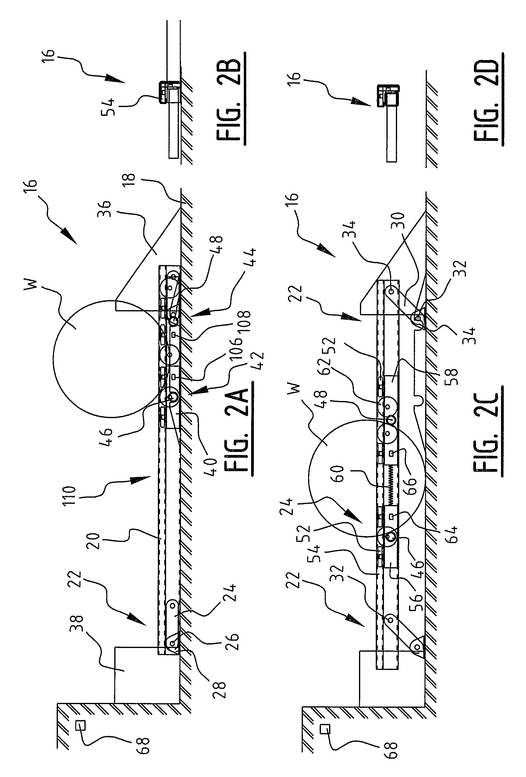 Device for blocking a vehicle, method therefor and loading-unloading station provided therewith