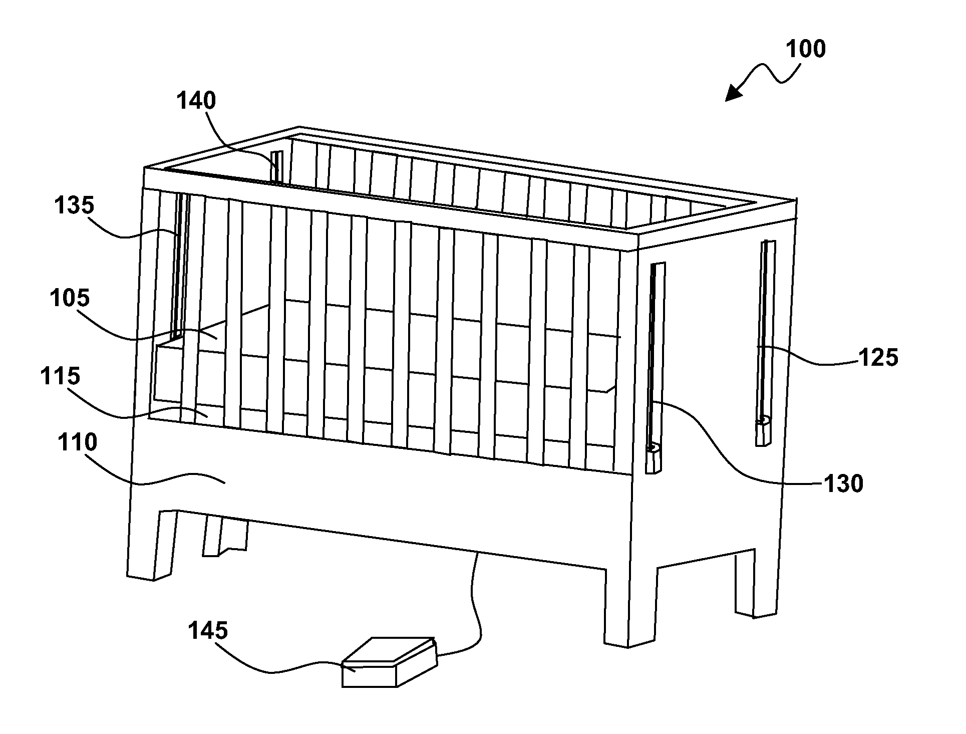 Crib with adjustable height mattress