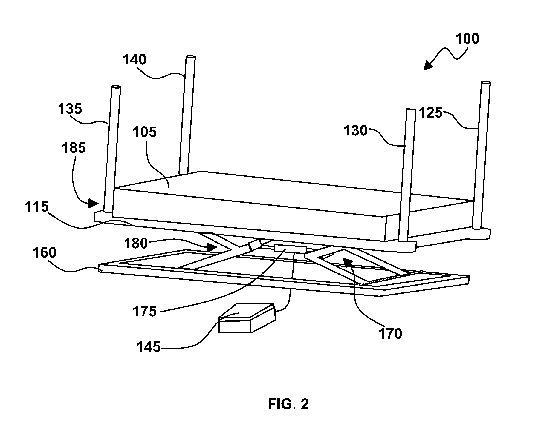 Crib with adjustable height mattress