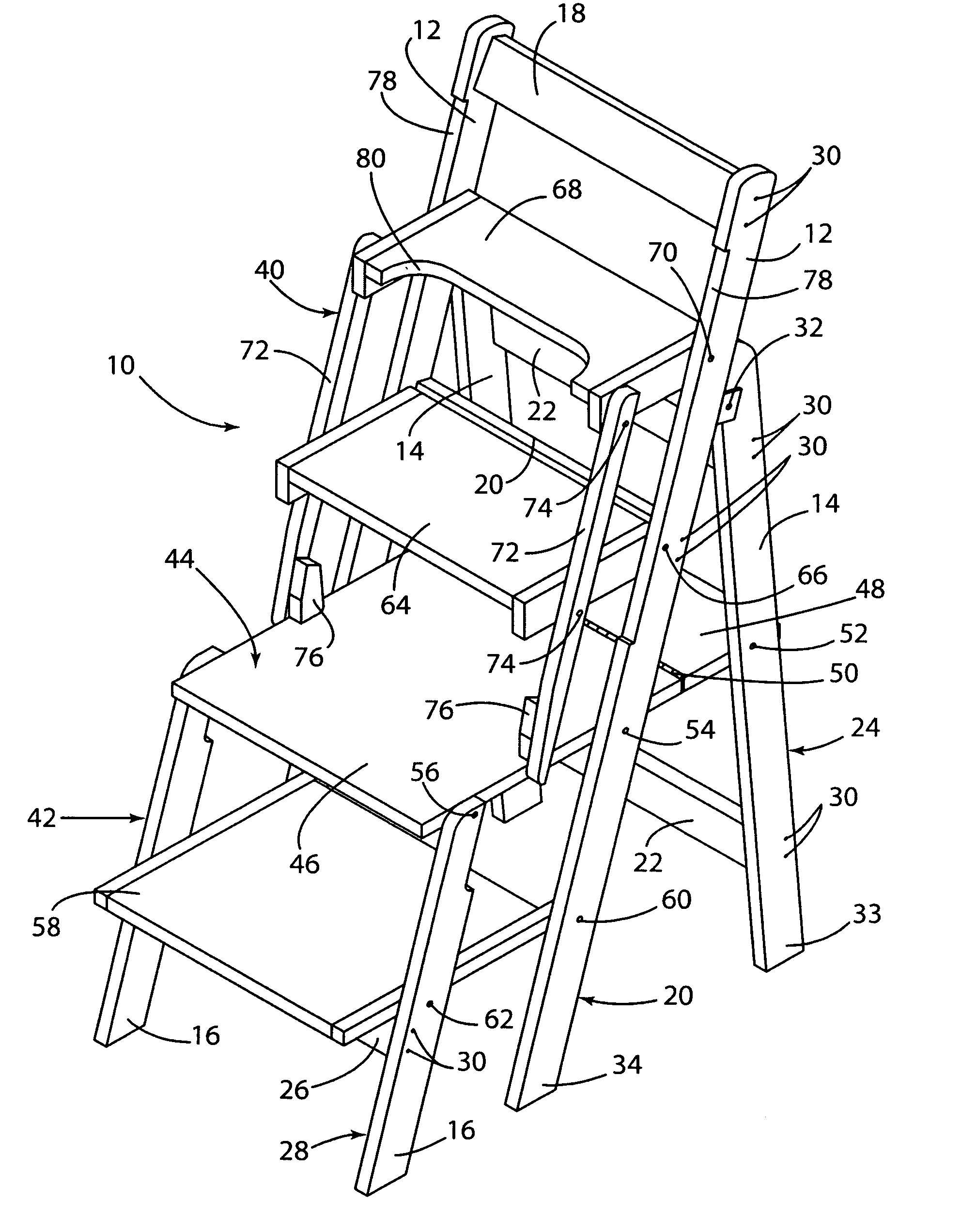 Foldable chair and ladder combination