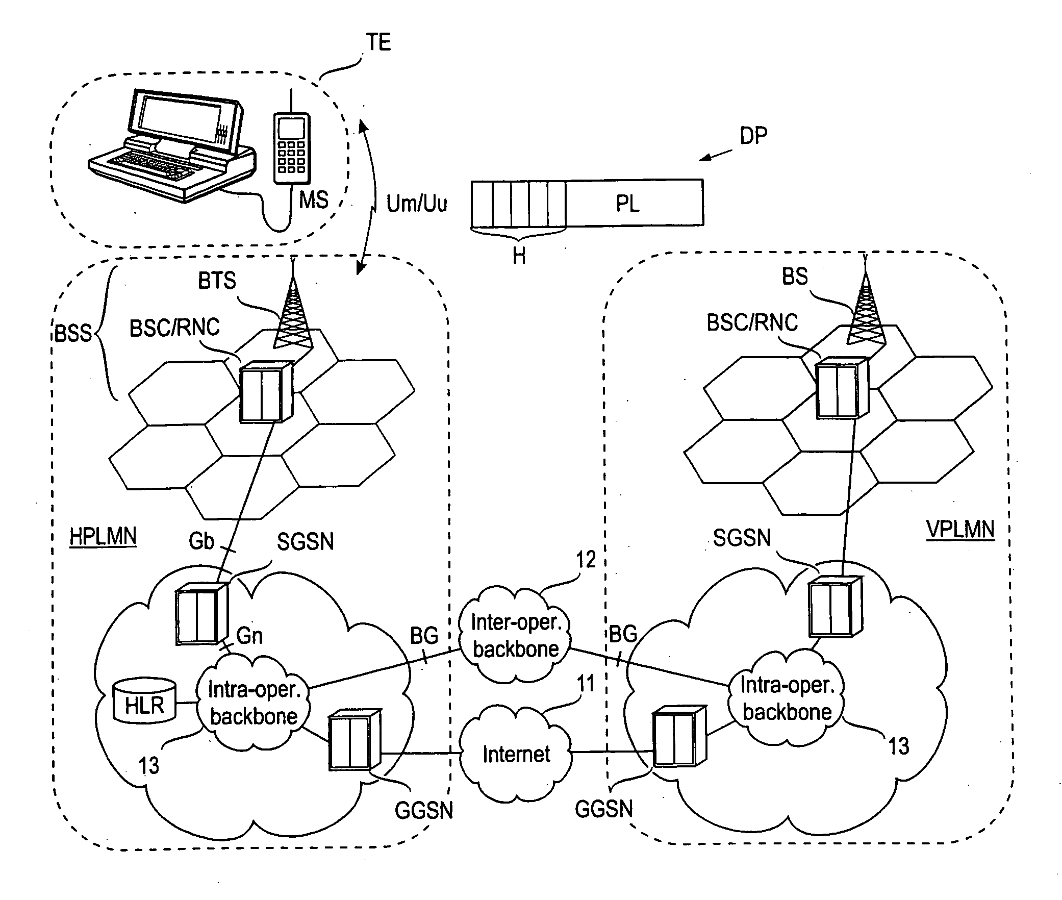 Transporting QoS mapping information in a packet radio network