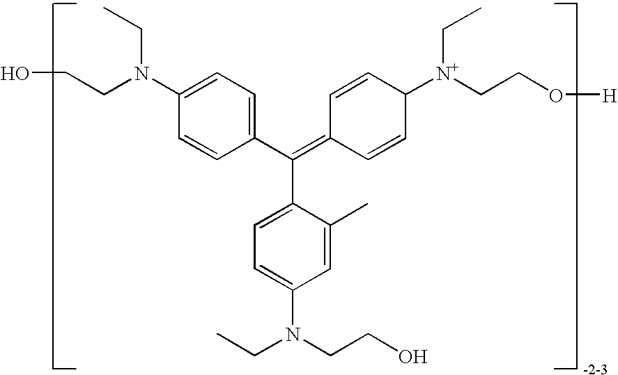 Cosmetic composition for keratinous substrates with triarylmethane compounds