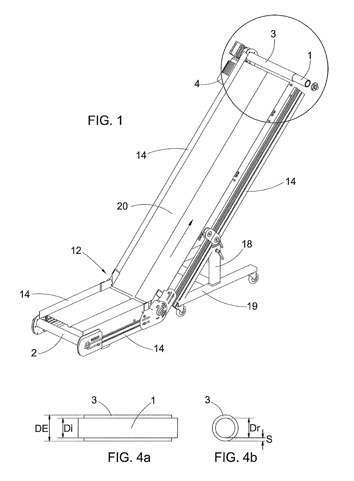 Motorised roller for belt conveyor having high friction in respect of the belt