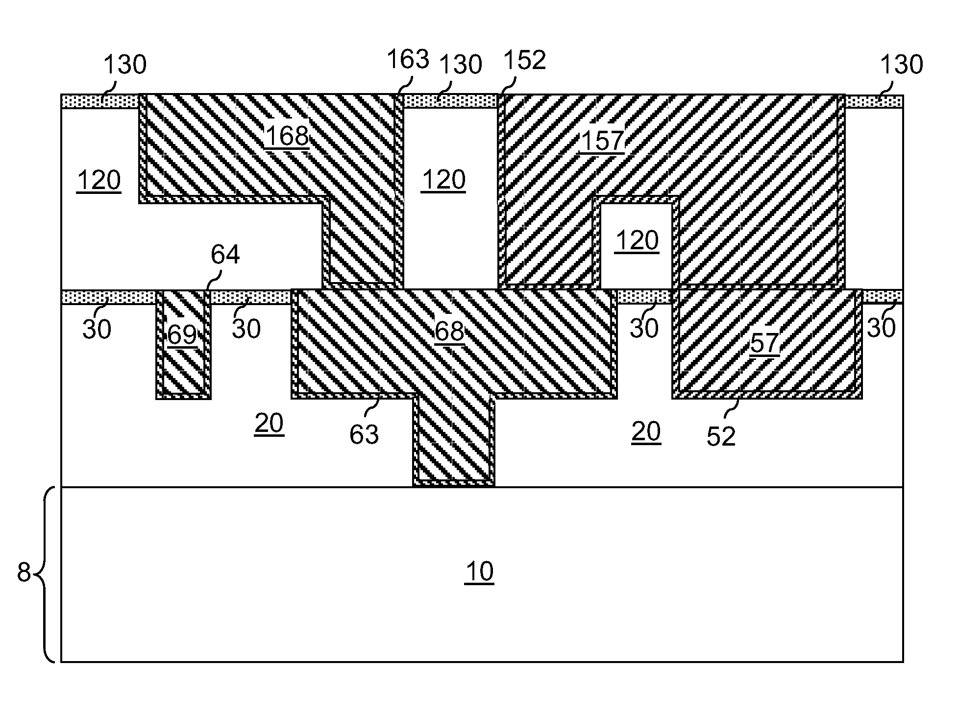 Size-filtered multimetal structures