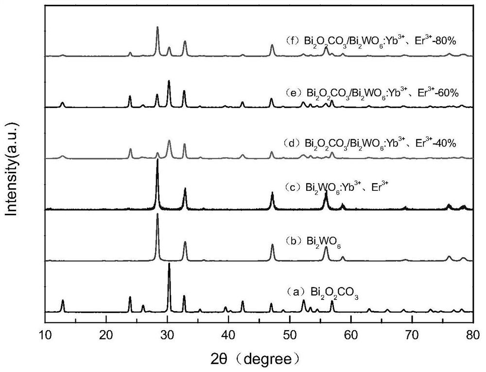 a bi  <sub>2</sub> o  <sub>2</sub> co  <sub>3</sub> /bi  <sub>2</sub> the w  <sub>6</sub> :yb  <sup>3+</sup> 、er  <sup>3+</sup> Photocatalyst and its preparation method and application