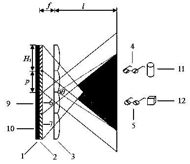 Even resolution ratio and wide viewing angle double vision 3D display device and method