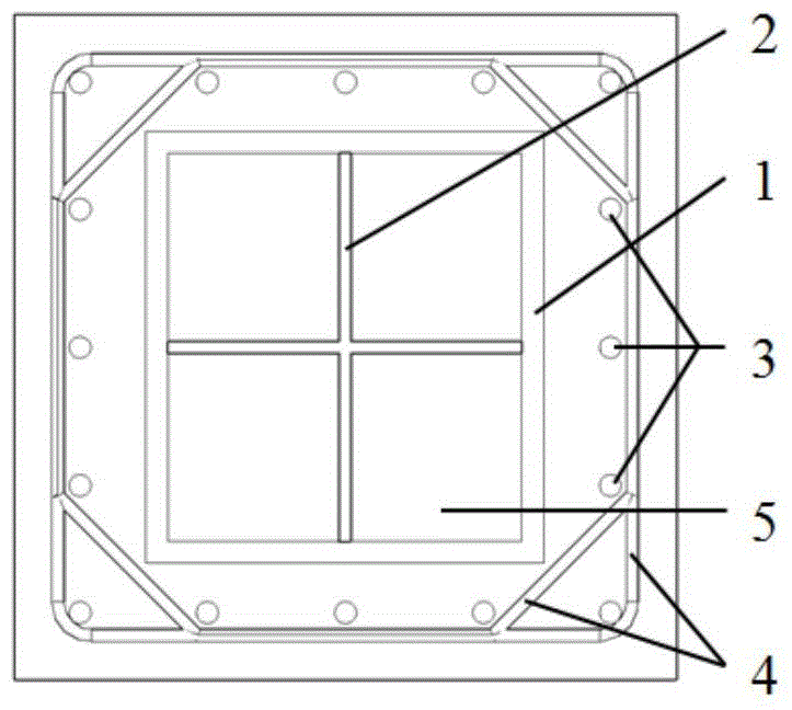 Concrete column with cross-shaped restraint plate box-shaped steel frame restraint and its method