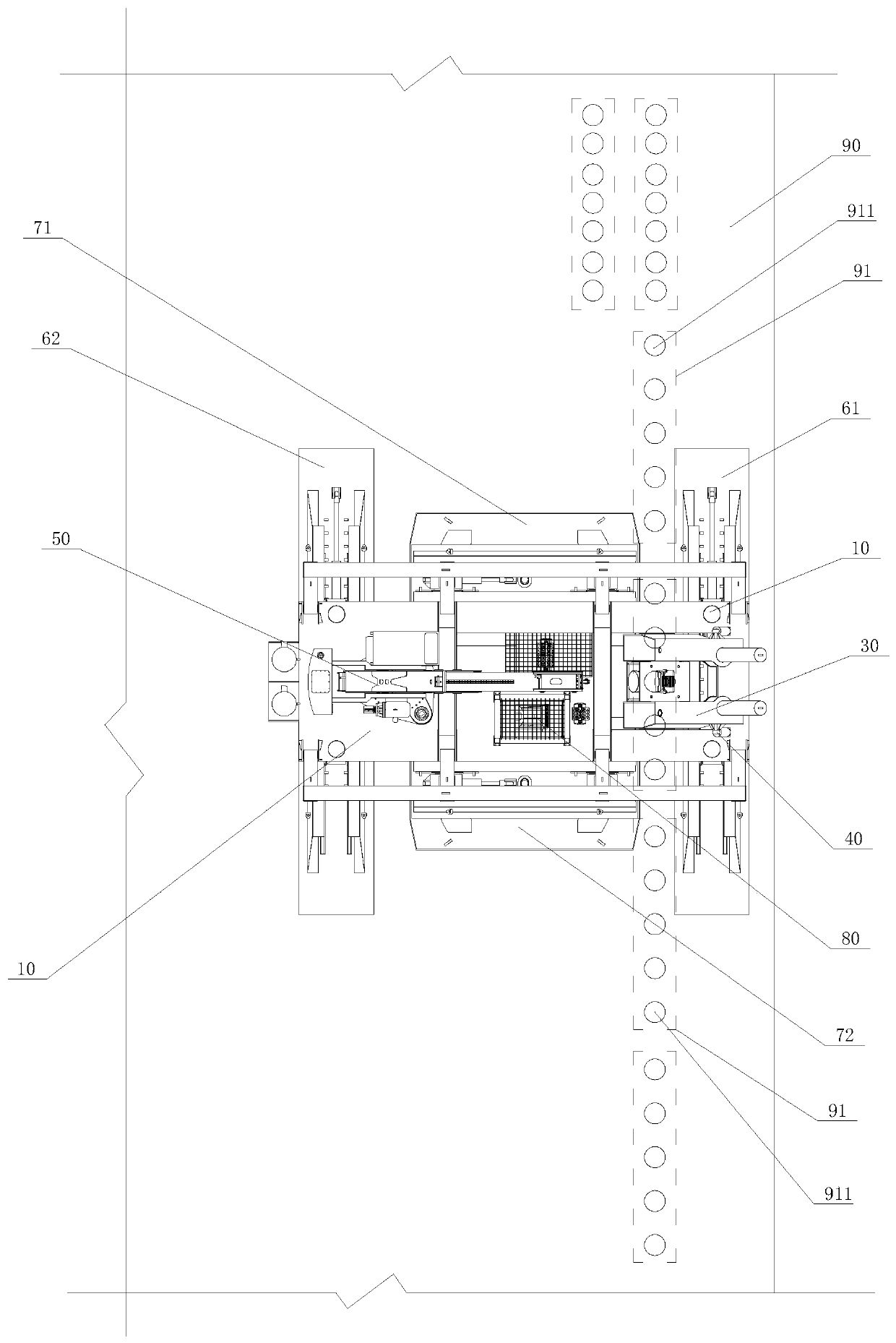 Row batter pile driving construction method and variable amplitude static pile press for implementing method