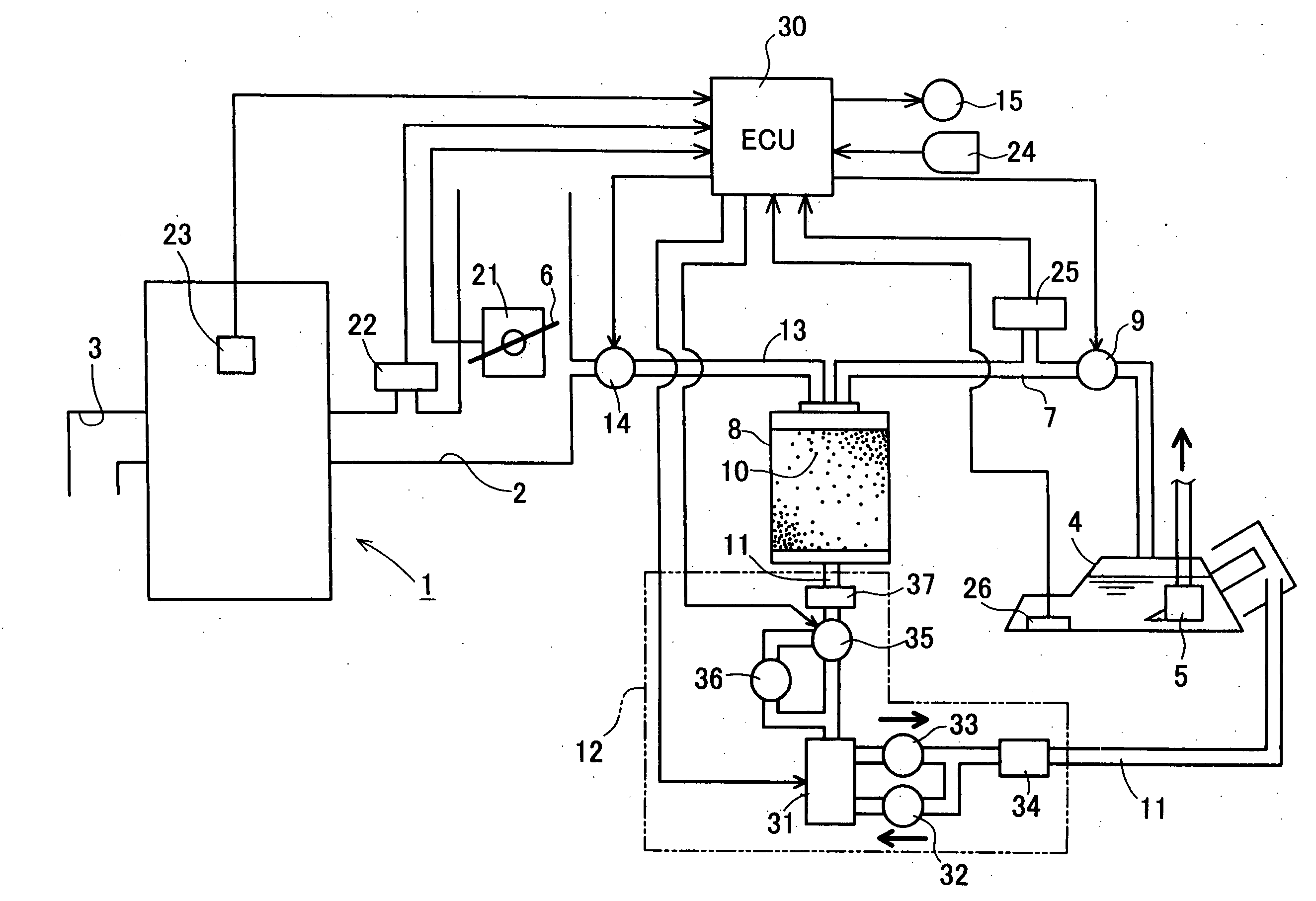 Failure diagnostic system for fuel vapor processing apparatus