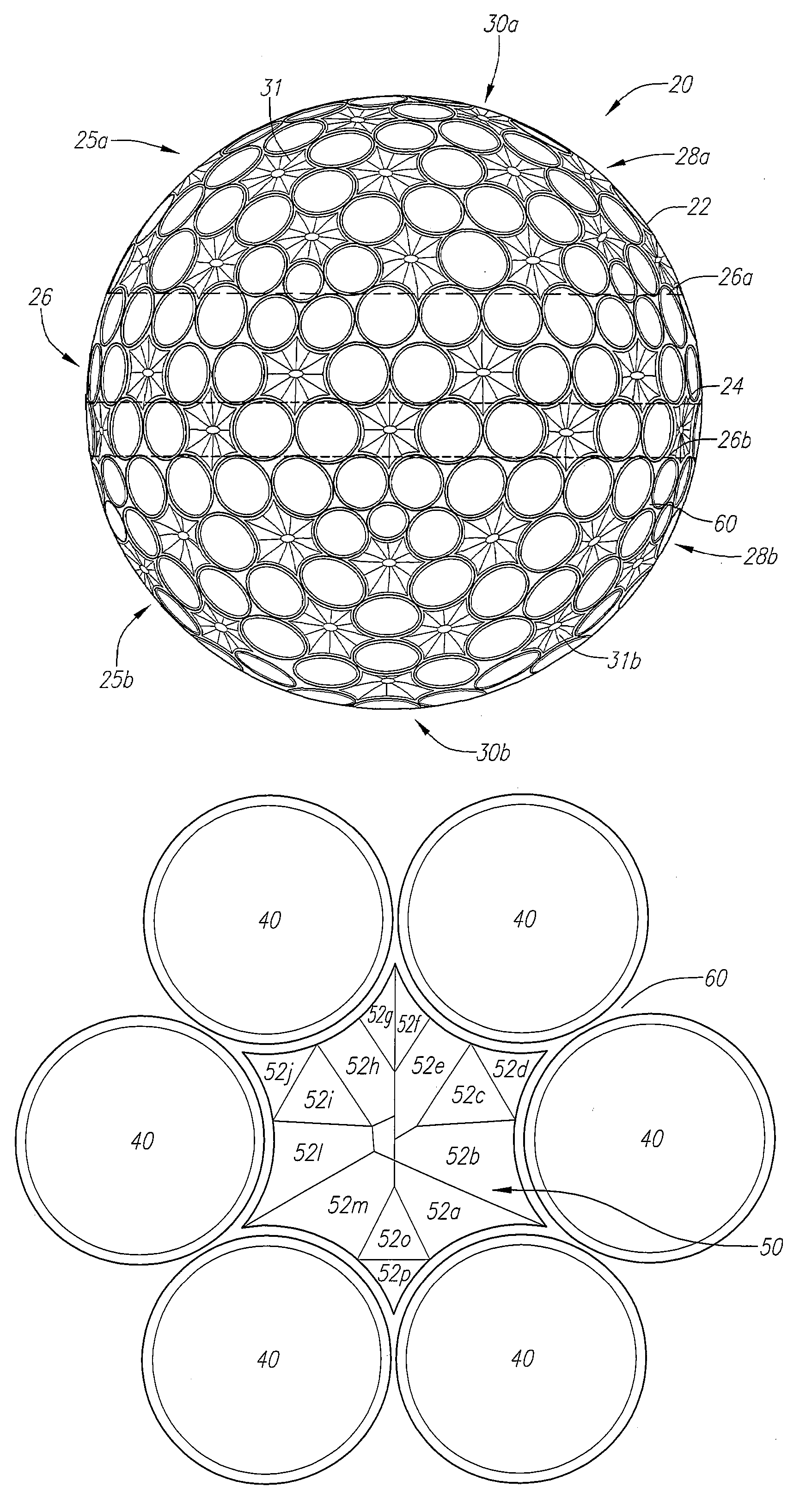 Aerodynamic pattern for a golf ball