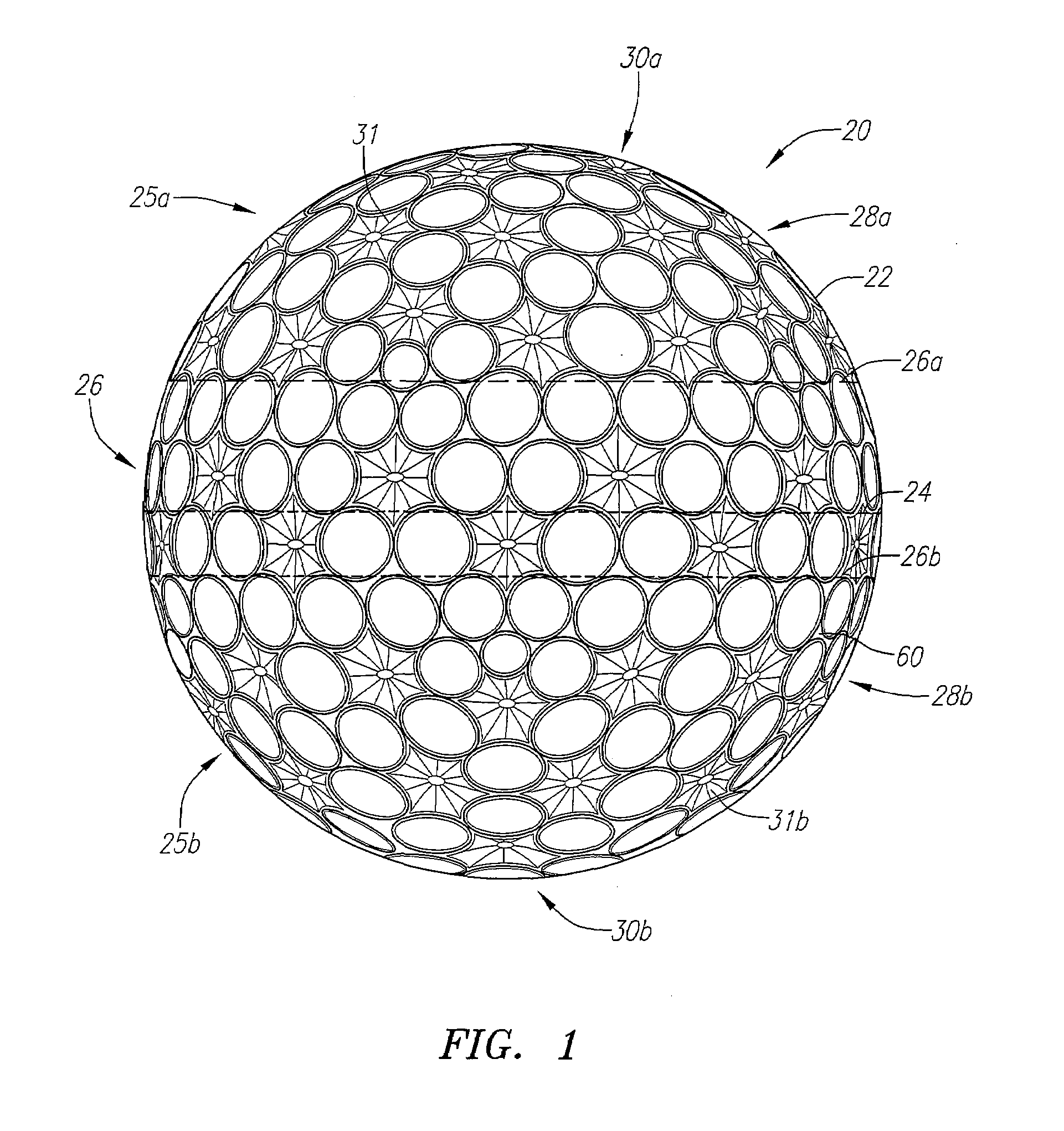 Aerodynamic pattern for a golf ball