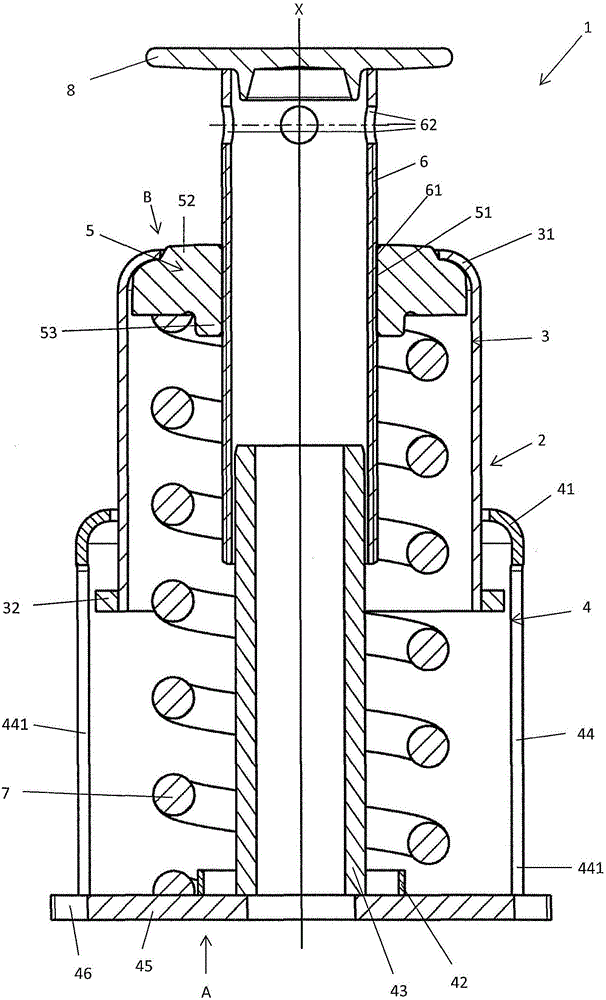 Telescopable spring support