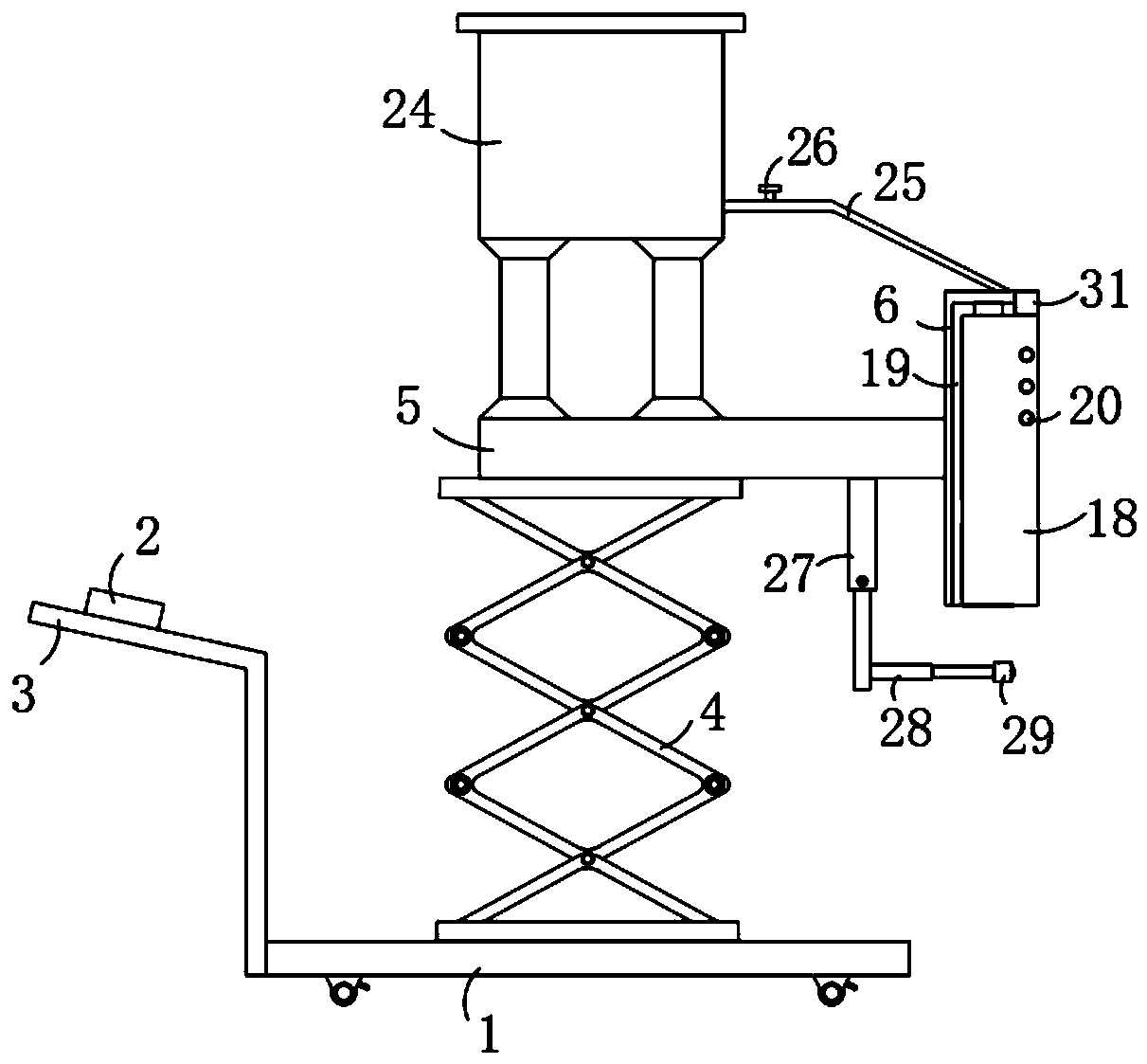 Semi-automatic vertical type wall brick fitting device and construction method thereof