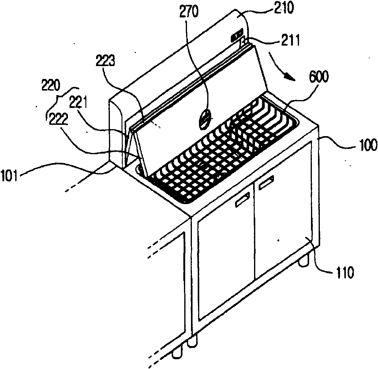 Kitchen sink with a dish-washing apparatus, and washing-water spray apparatus therefor