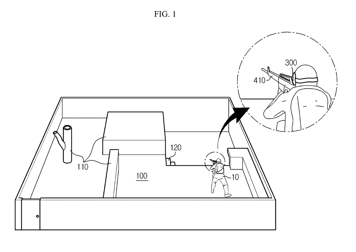 Virtual reality system allowing immersion in virtual space to consist with actual movement in actual space