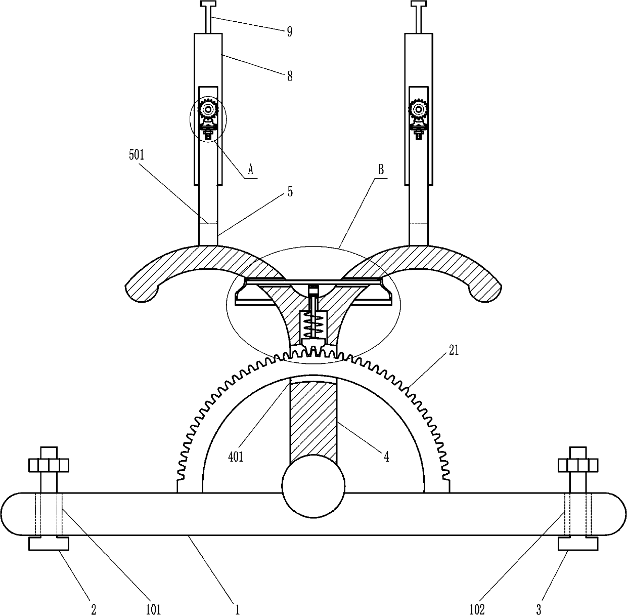 Multifunctional clamp for CNC machining center of aluminium profile