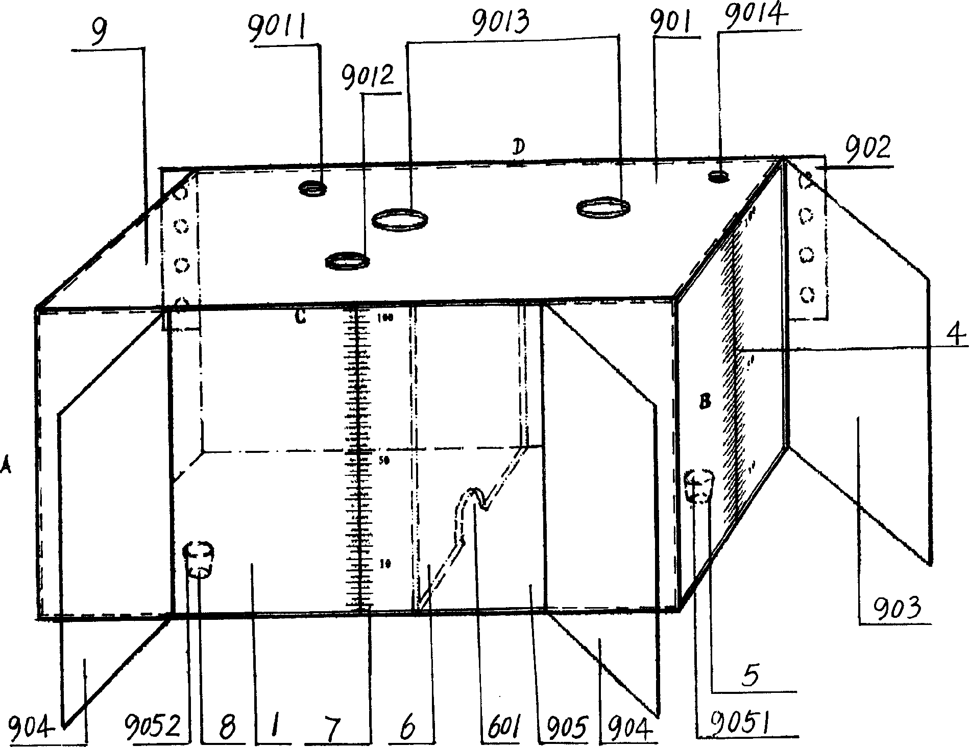 Transparent metering oil tank