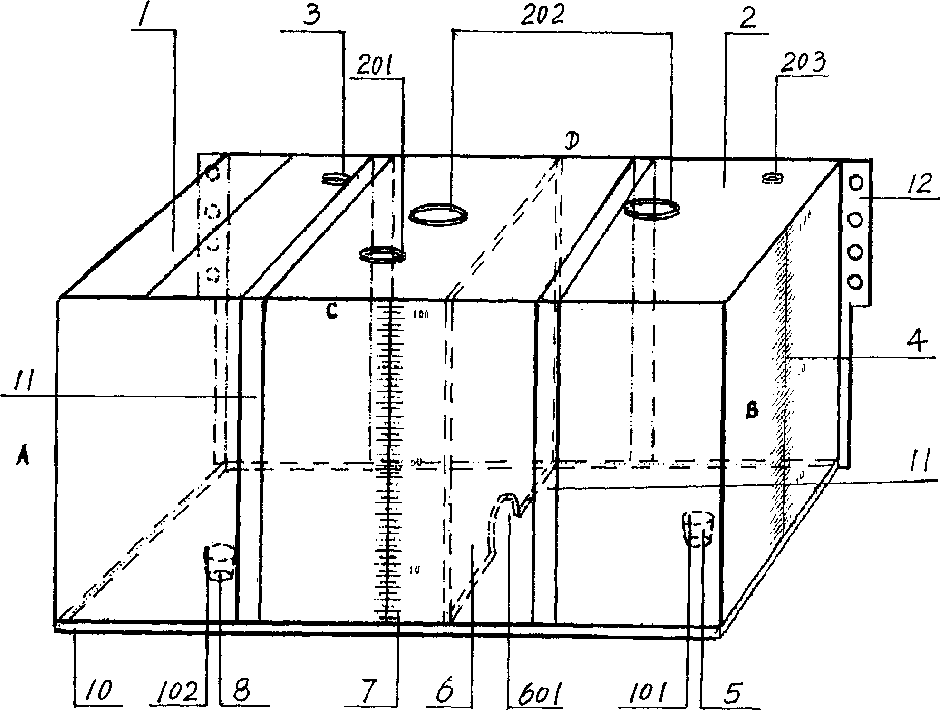 Transparent metering oil tank