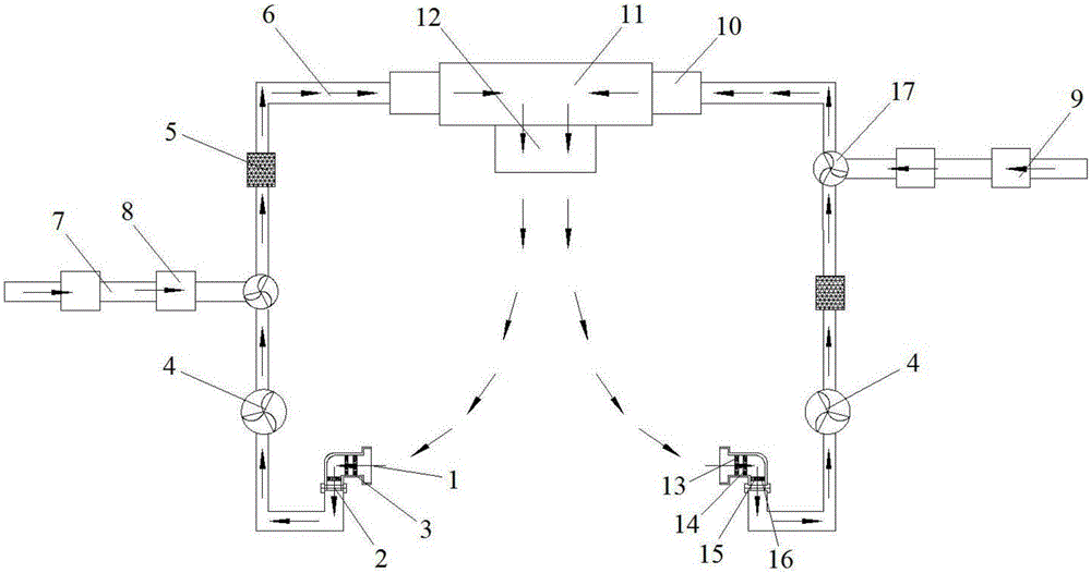 Cow breeding shed air circulation system with disinfecting and filtering functions