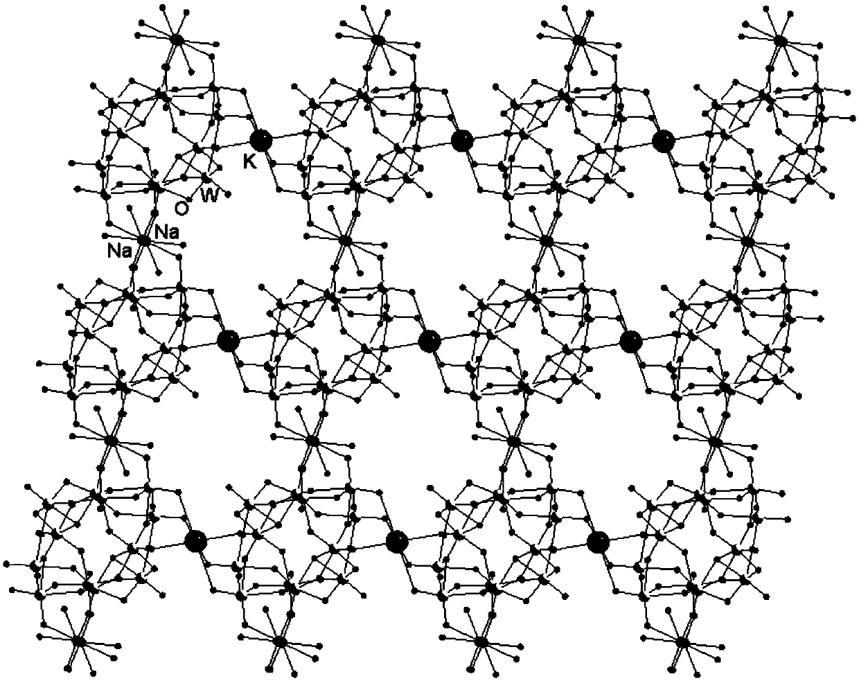 Dodeca-tungstate crystal material with two-dimensional nano pore cavity structure and preparation method of dodeca-tungstate crystal material