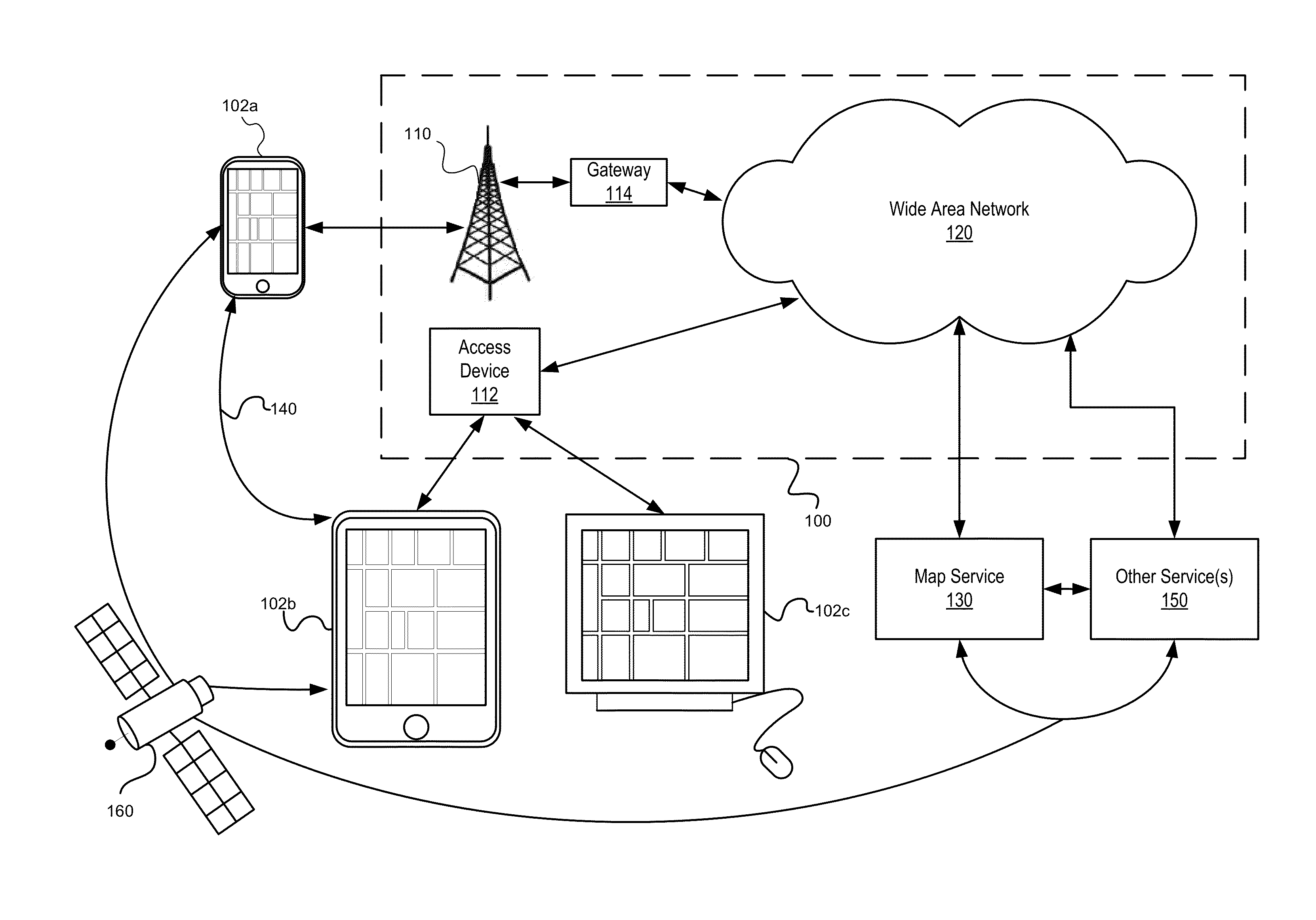 Method, system and apparatus for rendering a map with adaptive textures for map features