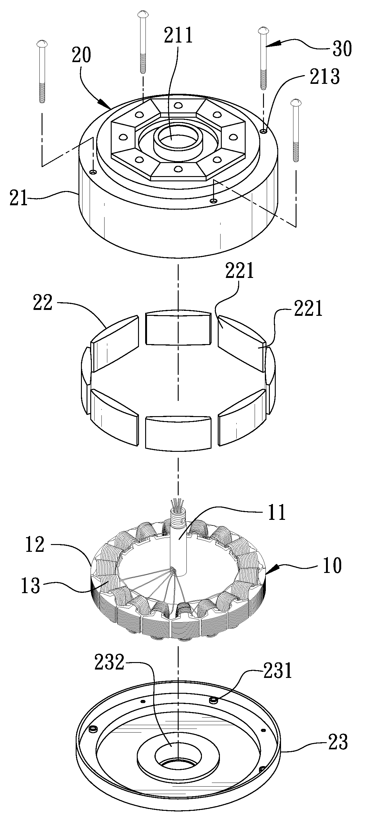 Outward turning motor rotor for a ceiling fan