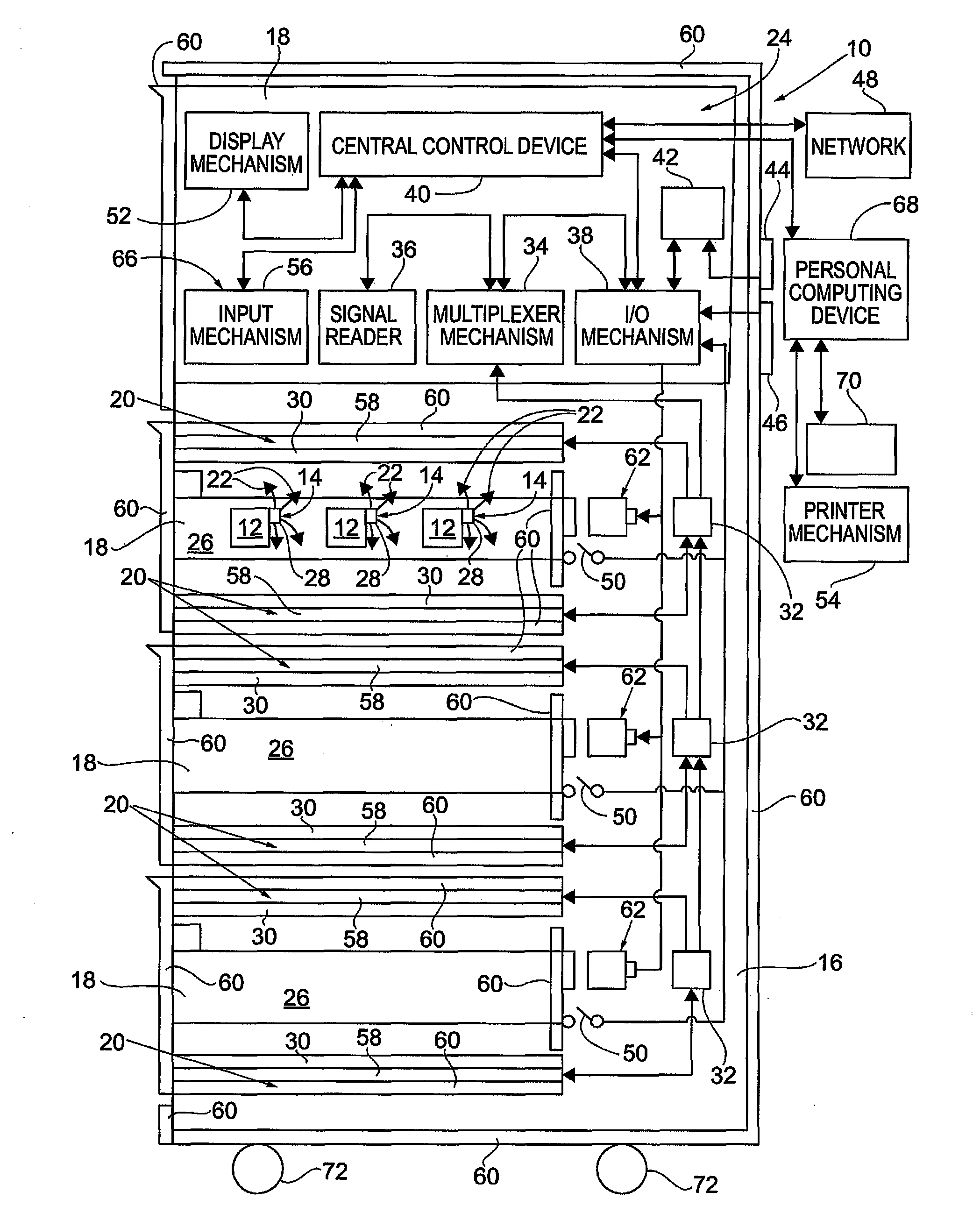 Item Storage and Tracking Cabinet and Arrangement