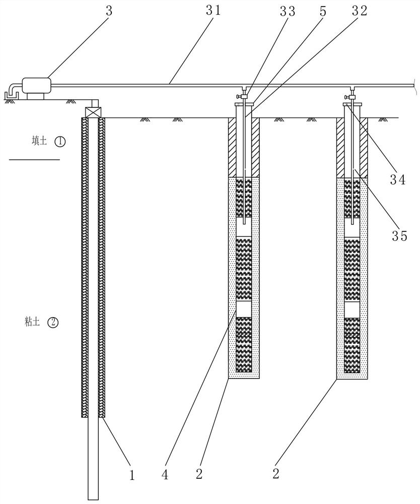 Vacuum dewatering process for deep foundation pit